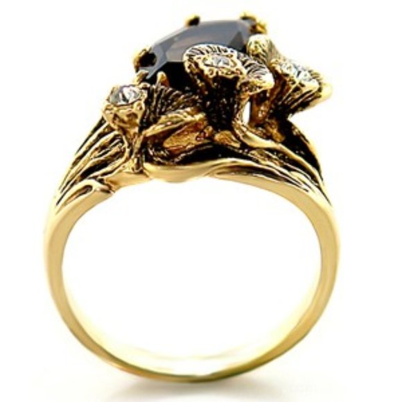 Austrian crystal Gold Smokey Topaz Ring - Picture 4 of 4